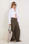 *Seersucker Wovenair Hr Pleated Pant Reg
